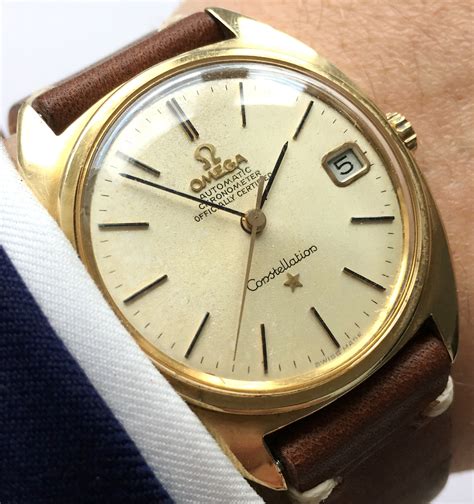 vintage gold omega automatic watch|vintage omega solid gold watch.